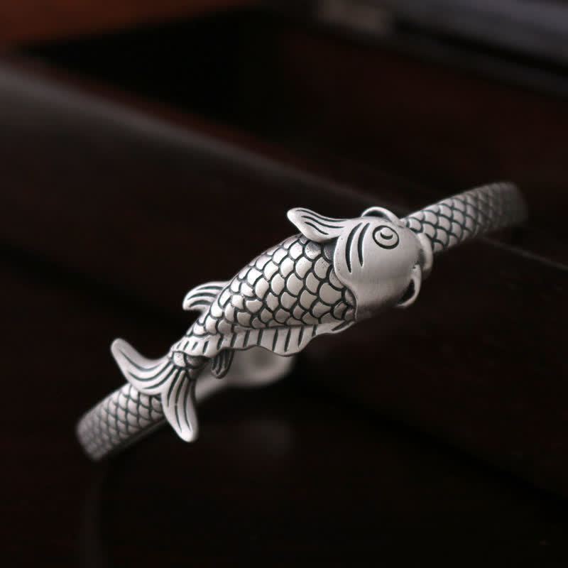 990 Sterling Silver Koi Fish Bracelet for Luck & Prosperity