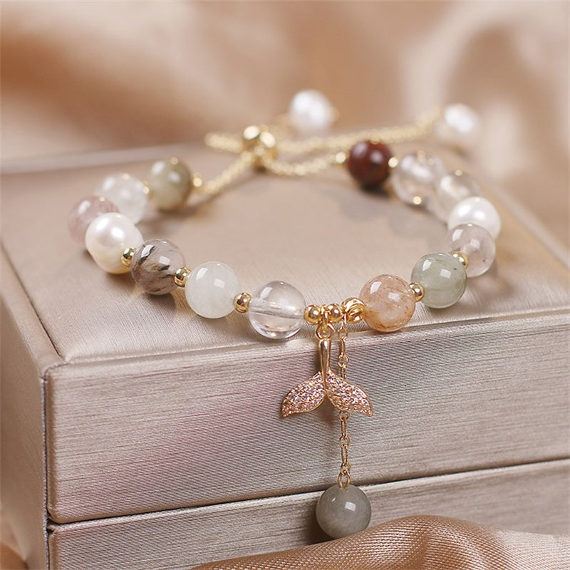 Strawberry Quartz Rutilated Quartz Healing Bracelet 8mm Beads