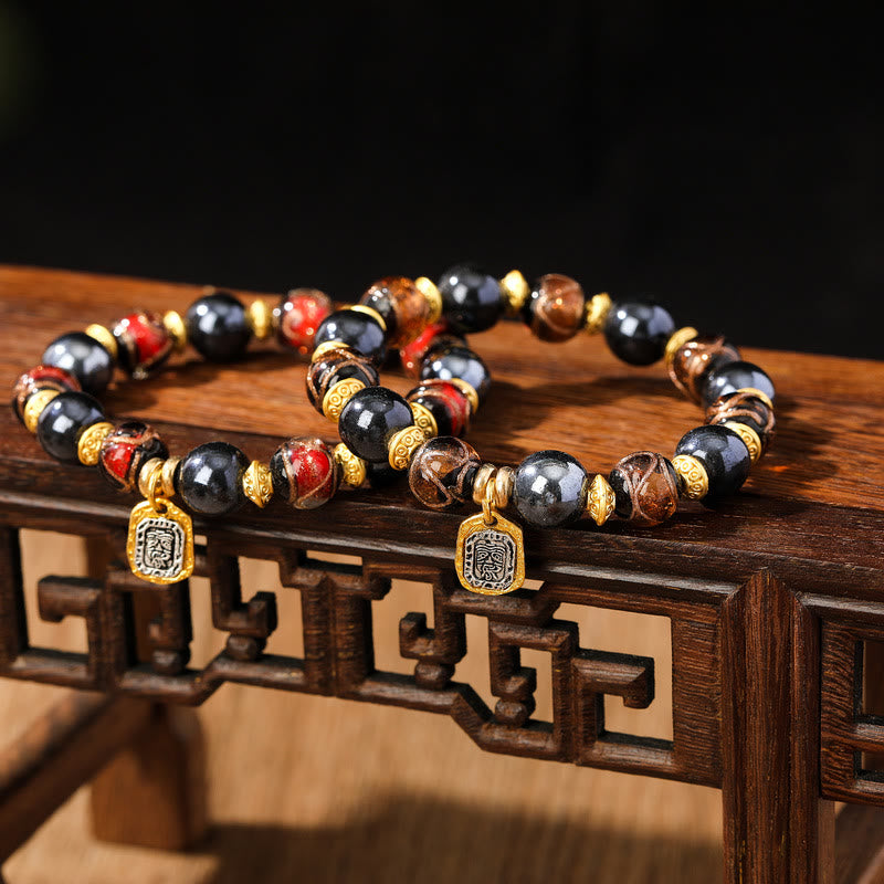 10mm Liuli Glass Lucky Zakiram Wealth Bracelet