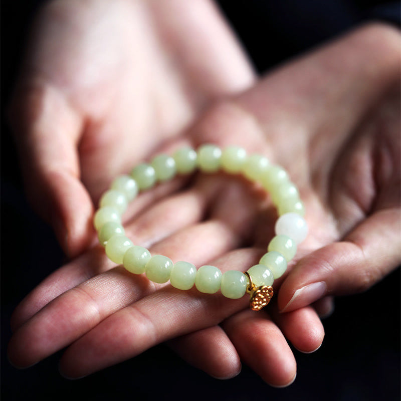 Jade Lotus Abundance Adjustable Bracelet for Prosperity