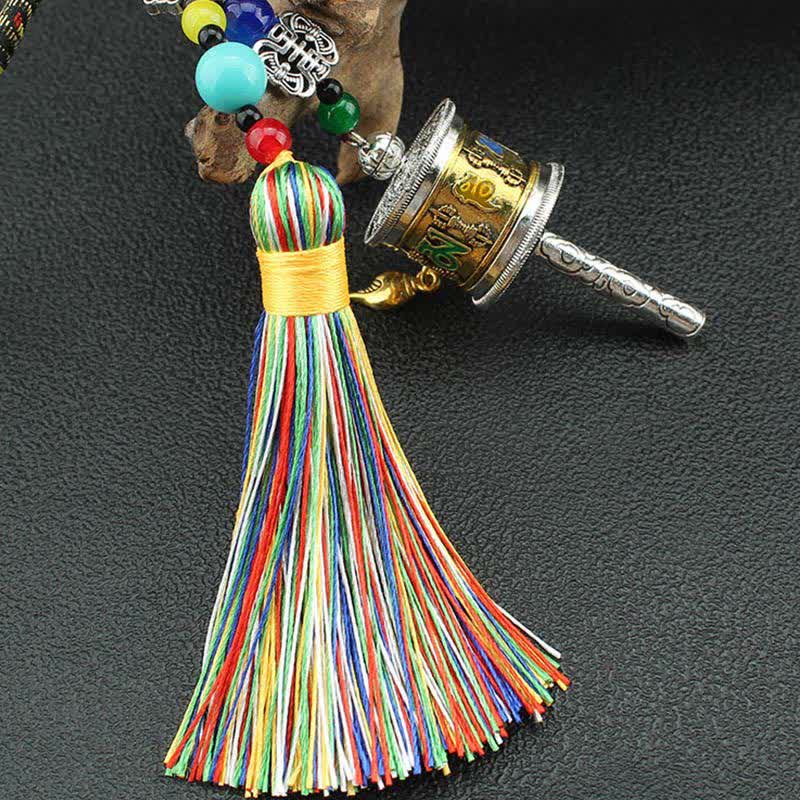 Om Mani Padme Hum Prayer Wheel Tassel Car Hanging