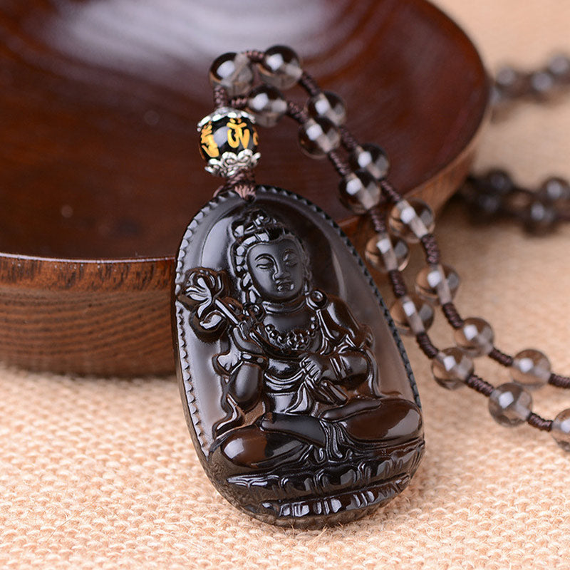 Obsidian Protection Necklace with Chinese Zodiac | Healing Sounds
