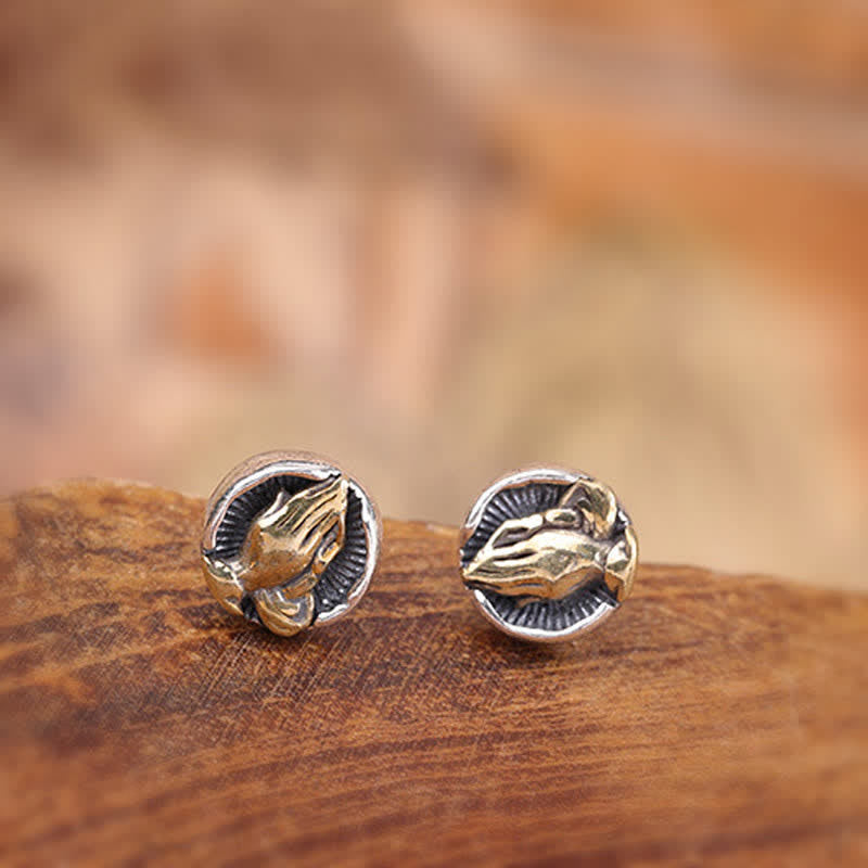 925 Sterling Silver Namaste Spiritual Stud Earrings for Equality & Protection