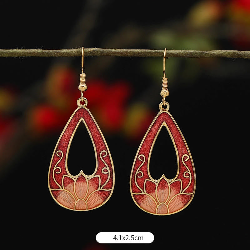 Alloy Copper Lotus Butterfly Drop Earrings for Spiritual Enlightenment