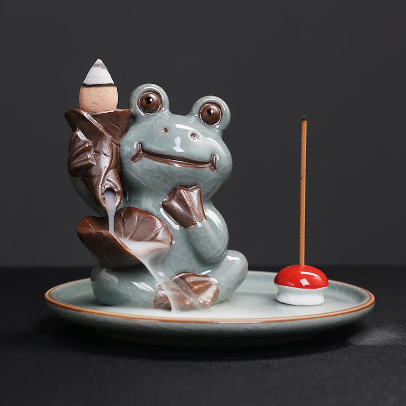 Ceramic Meditation Frog Incense Burner for Serenity