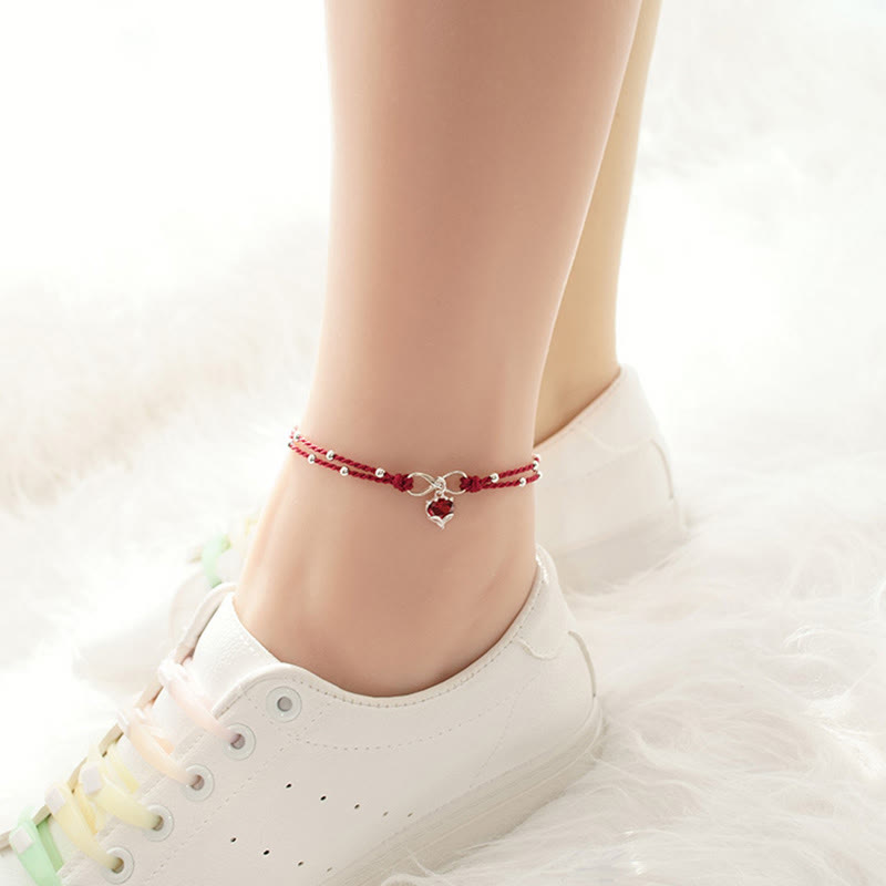 Love Heart Infinity Red String Spiritual Anklet for Protection