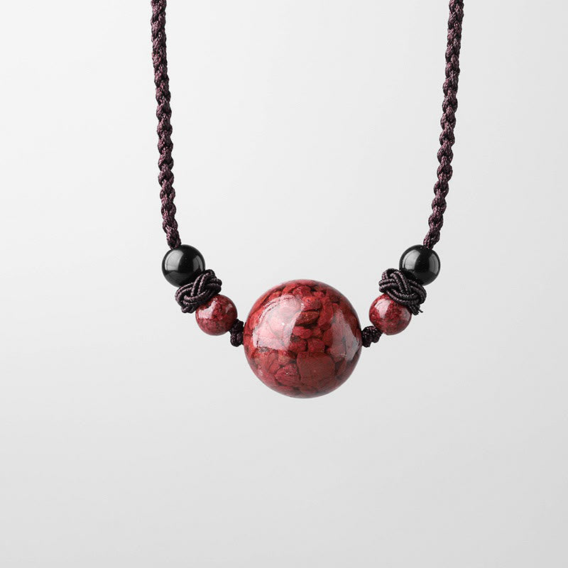 14mm Cinnabar Blessing Necklace Pendant for Mindfulness