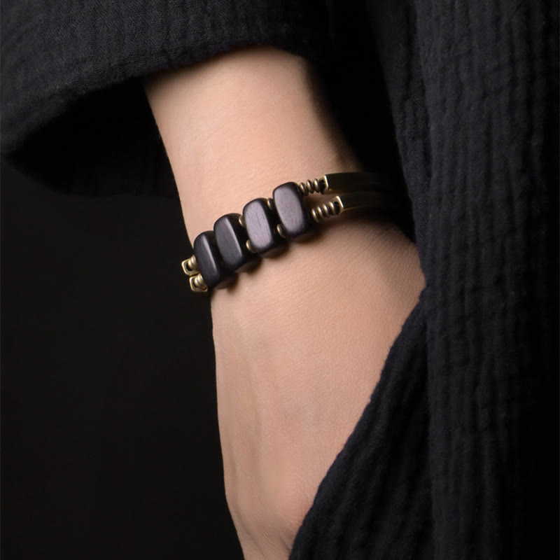 Ebony Wood Copper Double Layer Spiritual Bracelet Balance