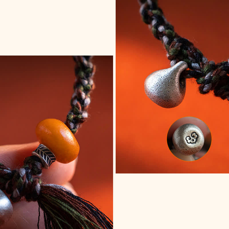 990 Sterling Silver Amber Wish Protection Bracelet