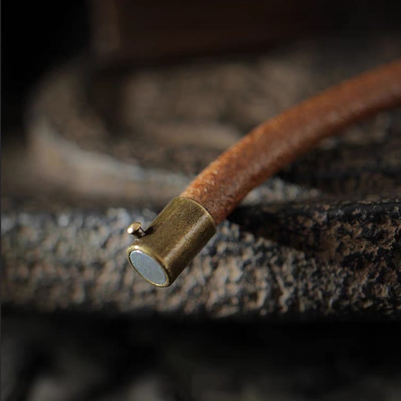 Retro Copper Leather Spiritual Bracelet for Luck & Healing