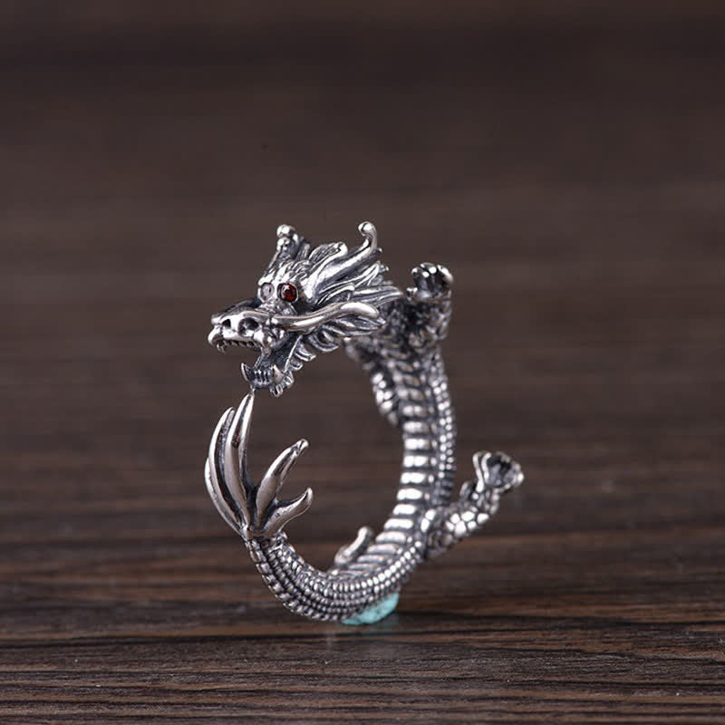 Dragon Ring in 925 Sterling Silver for Luck & Success