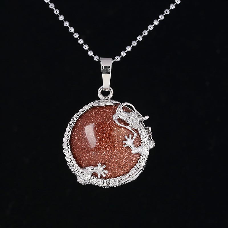 Natural Quartz Crystal Dragon Necklace Healing Energy Pendant