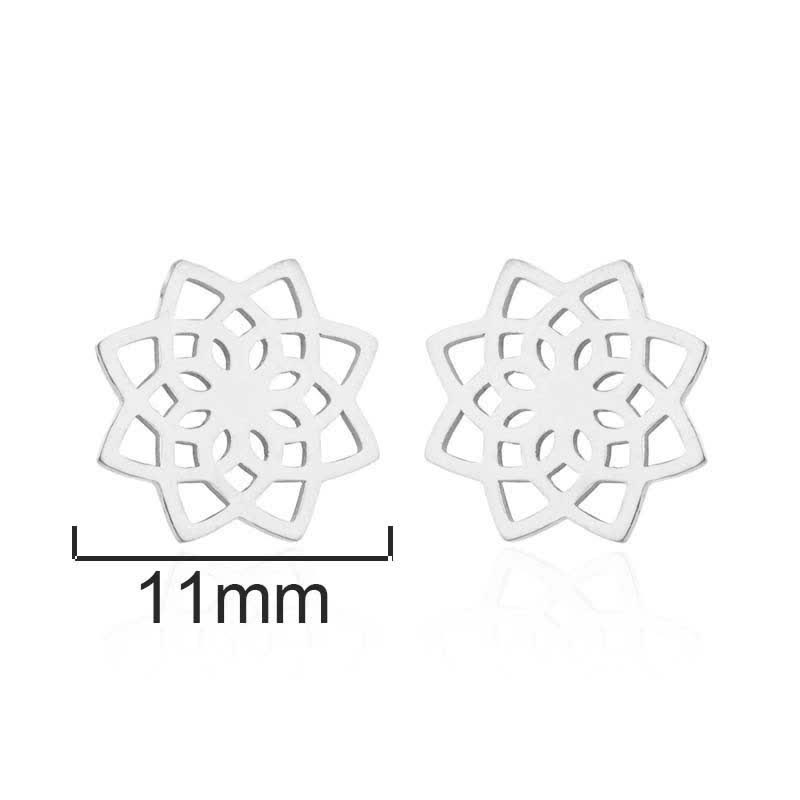 Tibetan Lotus Stud Earrings | New Beginning Symbol | Silver