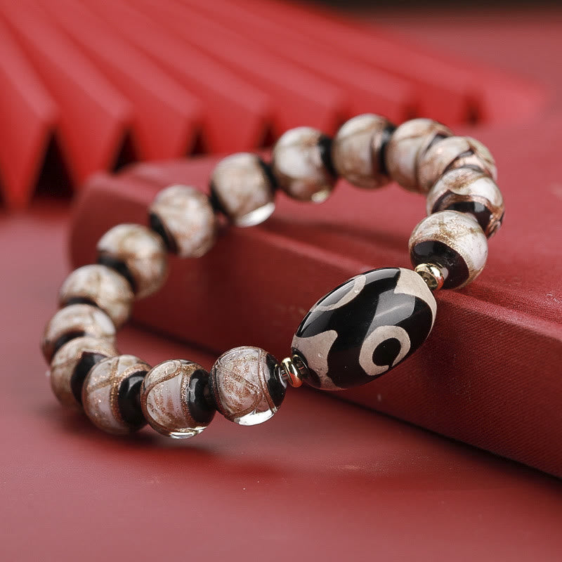 12mm Nine-Eye Dzi Bead Spiritual Wealth Bracelet