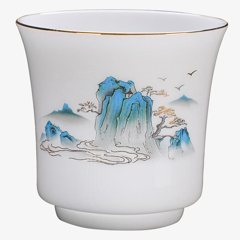 120 ml Keramik-Teetasse | Berge, Flüsse, Bäume, Eleganz