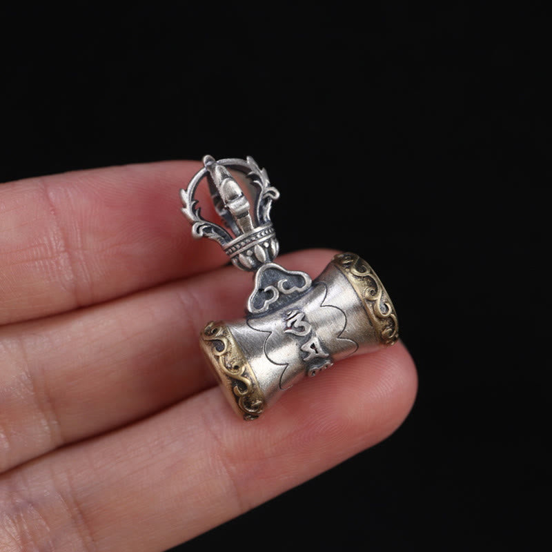 925 Sterling Silber Om Mani Padme Hum Dorje Glocke Anhänger | Spirituelle Kraft
