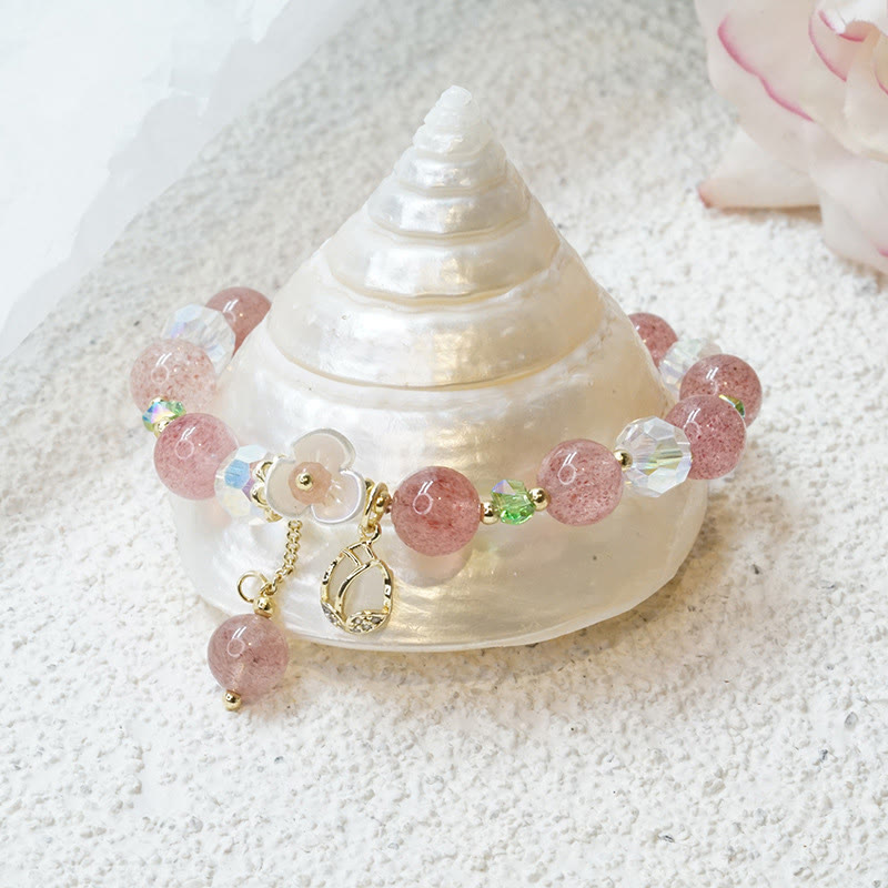 Strawberry Quartz Fluorite Healing Bracelet for Emotional Clarity