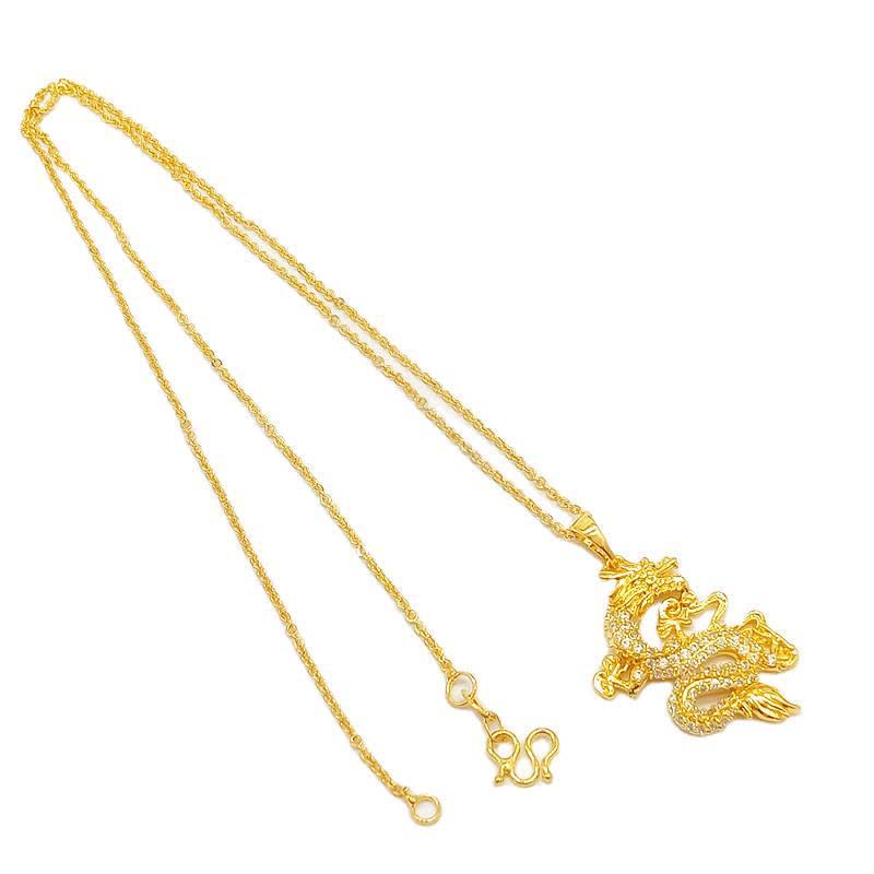 Gold Dragon Protection Necklace Pendant for Strength & Luck