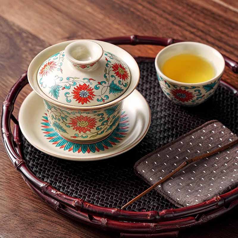 Panorama Ceramic Gaiwan 12cm Zen Tea Cup with Lid