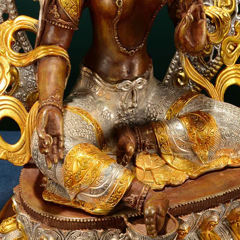 10 Inch Green Tara Copper Buddha Statue for Hope & Protection