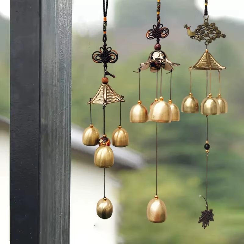 Retro Wind Chime Vintage Wind Music Metal Wind Bell Garden Crafts Garden Hanging Pendent Outdoor Hanging Copper Decor