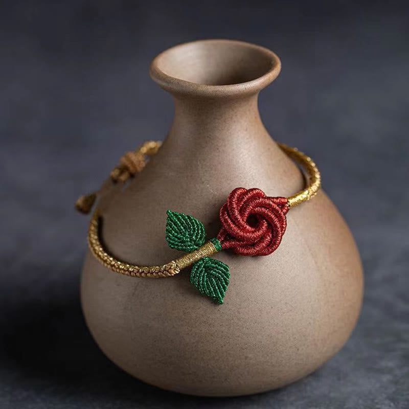 Handmade Red String Bracelet with Eight Thread Peace Knot for Luck