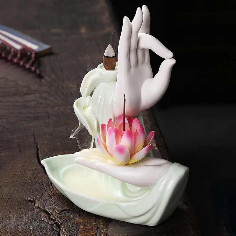 Handcrafted Purple Clay Lotus Ceramic Incense Burner