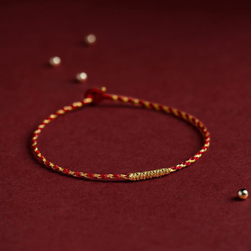 14K Gold Plated King Kong Knot Rope Bracelet for Spiritual Luck