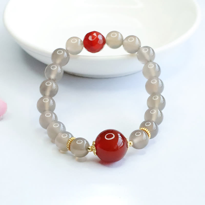 8 mm graues Chalcedon-Harmonie-Spirituelles Armband