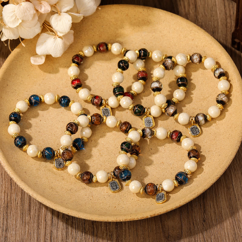 10mm Liuli Glass Incense Ash Porcelain Spiritual Protection Bracelet
