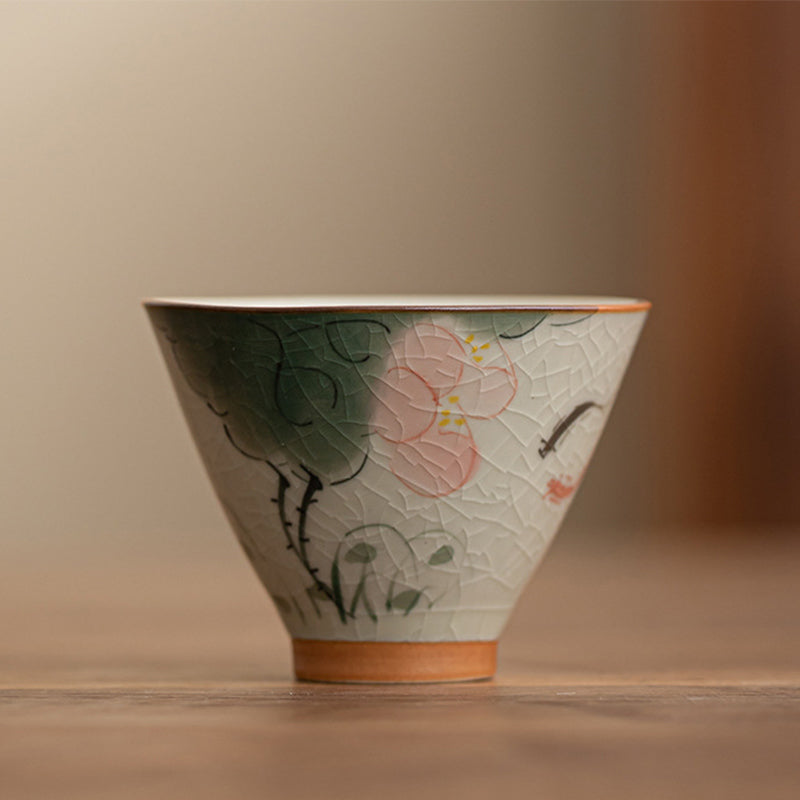 50ml Ceramic Teacup with Koi Fish Lotus Design for Meditation