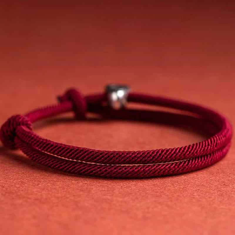 925 Sterling Silver Handmade Fu Character Blessing Bracelet