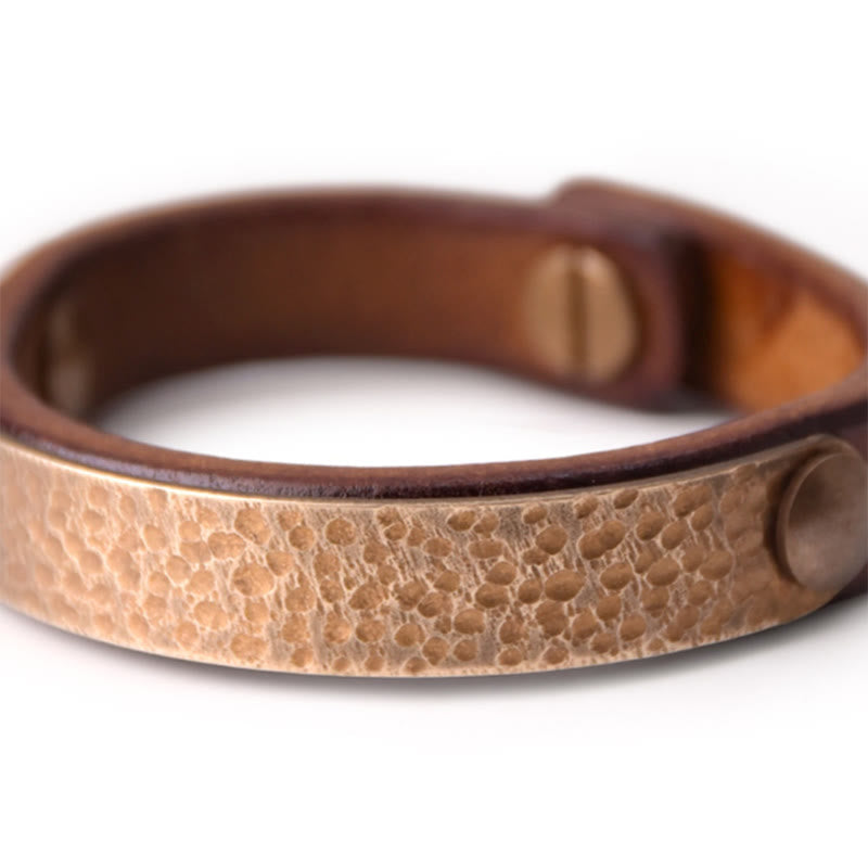 Vintage Copper Leather Wealth Bracelet for Spiritual Prosperity