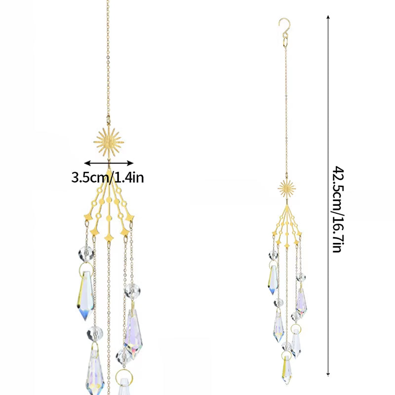 Crystal Suncatcher Colorful Rainbow Hanging Wind Chimes Home Garden Decoration Window Drop Bell Catcher Hanging Ornaments