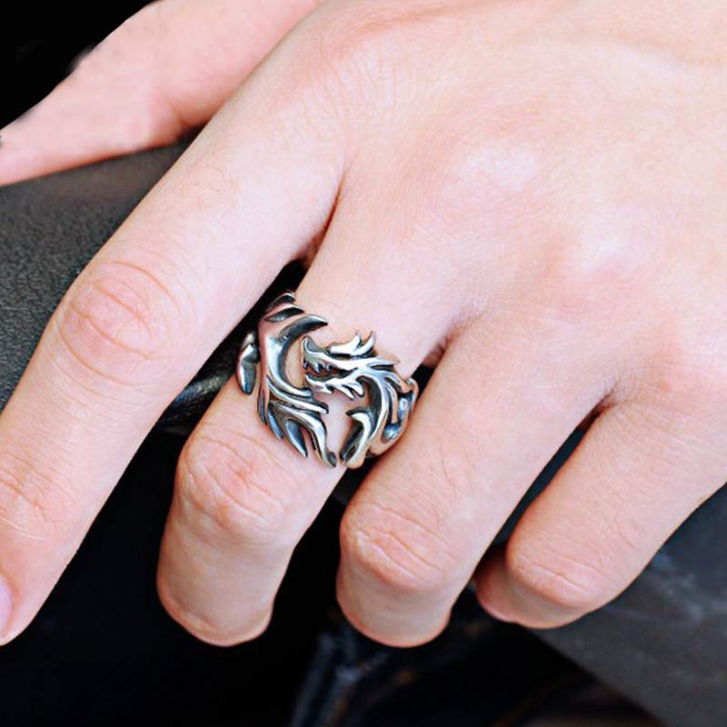 Unisex Dragon Pattern Protection Strength Adjustable Ring