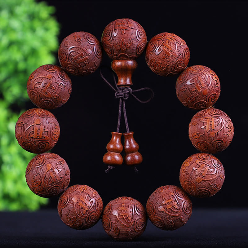Chinesisches Sternzeichen-Armband aus Rosenholz | 12 Sternzeichen-Perlen Wärme