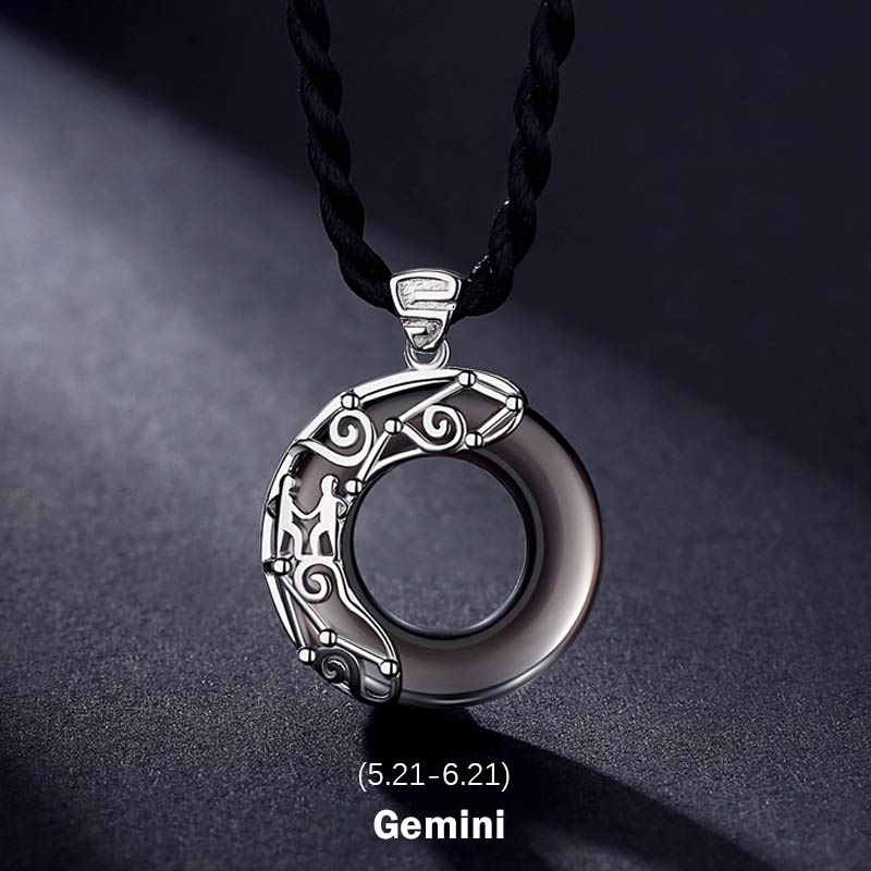 Ice Obsidian Zodiac Pendant Necklace | 12 Constellations Blessing