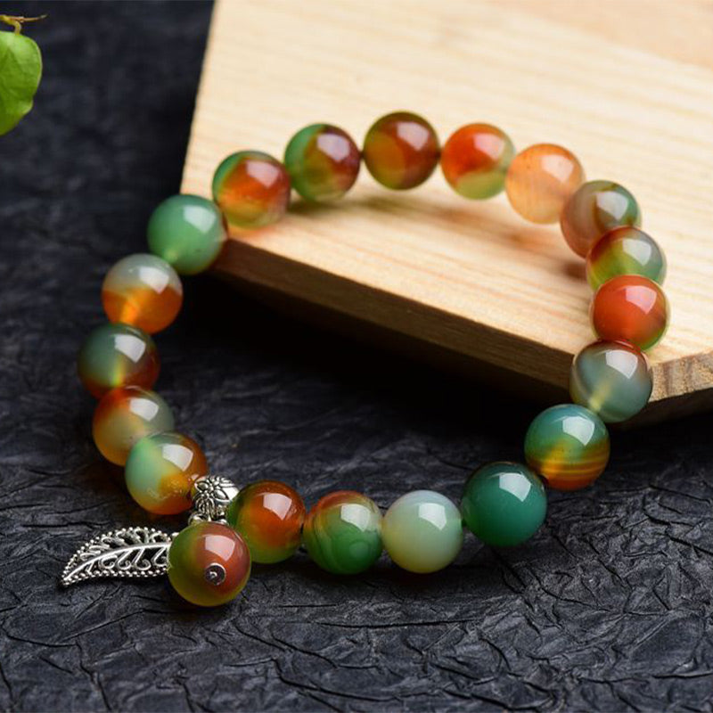 8mm Tibetan Green Agate Healing Bracelet for Balance