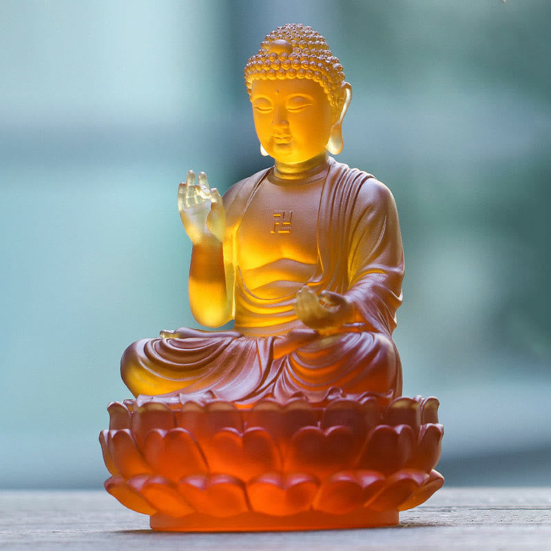 Liuli Crystal Buddha Statue 8" Compassion Feng Shui Art