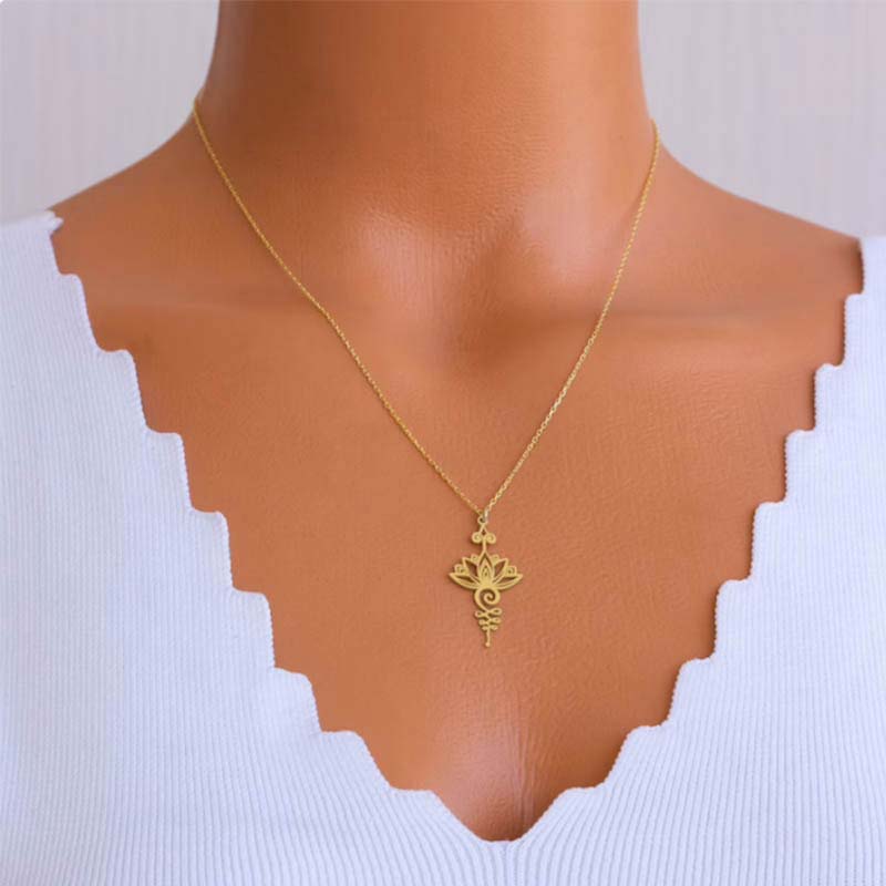 Titanium Lotus Pendant Necklace | Enlightenment & Luck