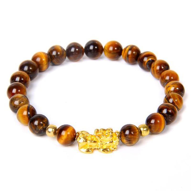 8mm Obsidian Pixiu Bracelet for Wealth & Protection