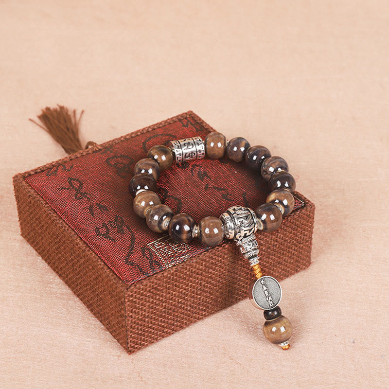 Turquoise Om Mani Padme Hum Prayer Wheel Wisdom Bracelet