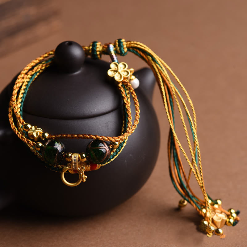 Multilayered Liuli Glass Bead Spiritual Protection Bracelet