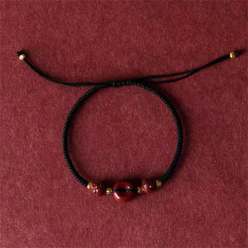 Handmade Lotus Cinnabar Peace Buckle Blessing Bracelet