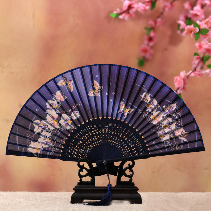 21cm Bamboo Hand Fan | Cherry Blossom Butterfly Design