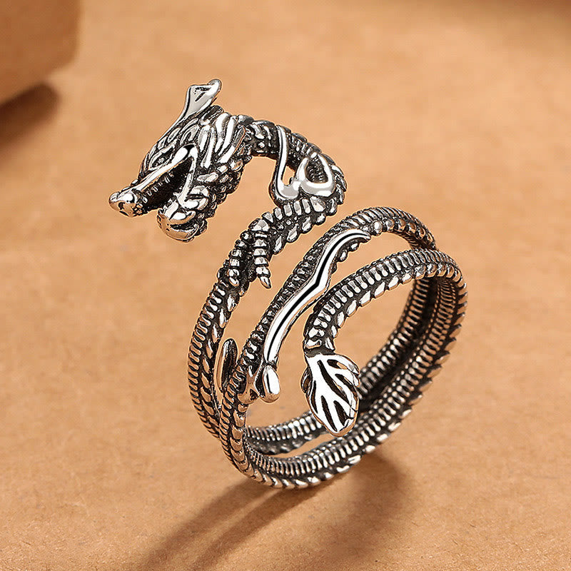 Vintage Dragon Copper Strength Ring Adjustable Unisex