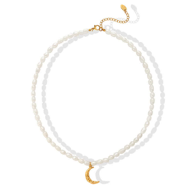 Pearl Crescent Moon Calm Necklace for Inner Peace