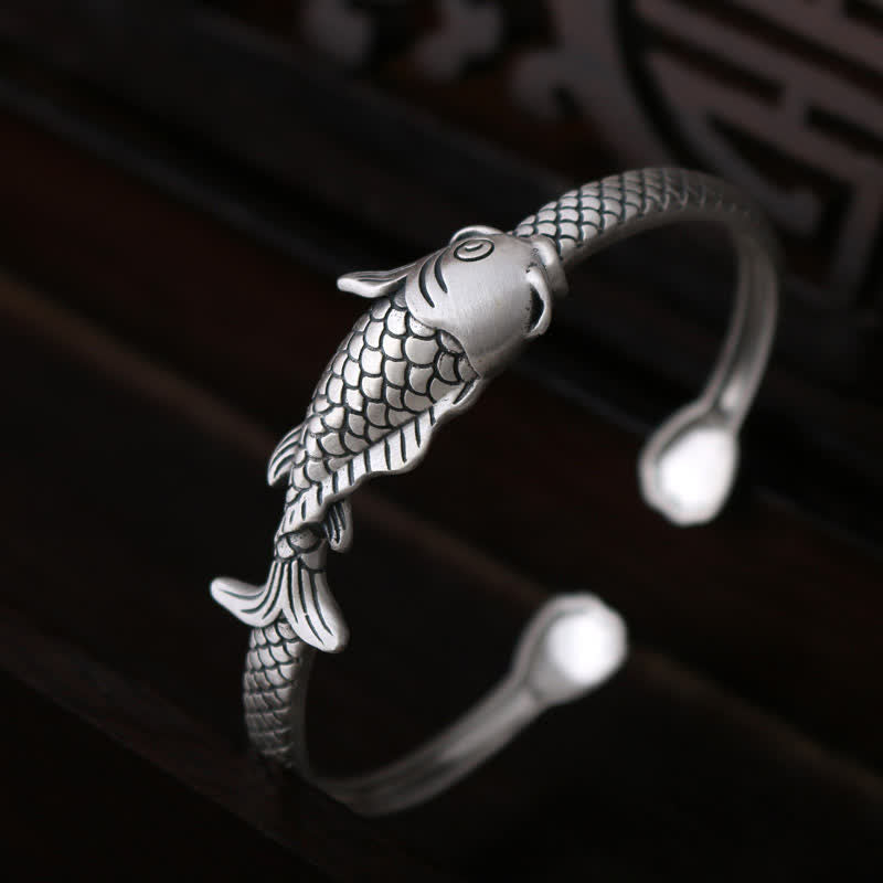 990 Sterling Silver Koi Fish Bracelet for Luck & Prosperity