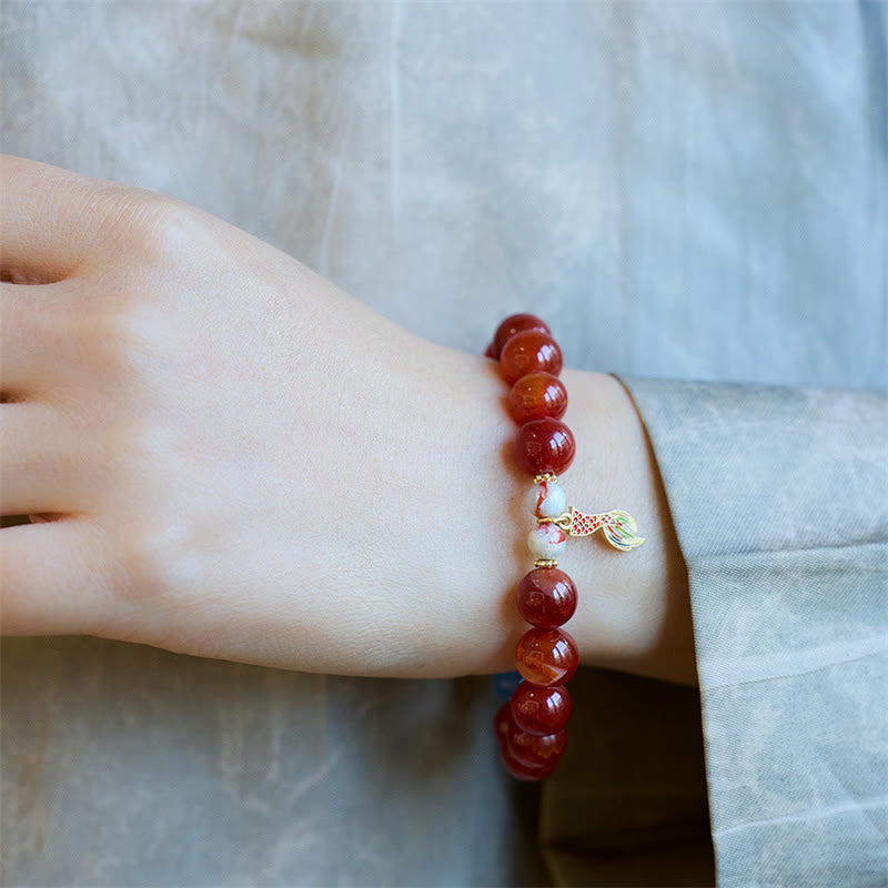 Red Agate Peace Talisman Confidence Bracelet 10mm Beads