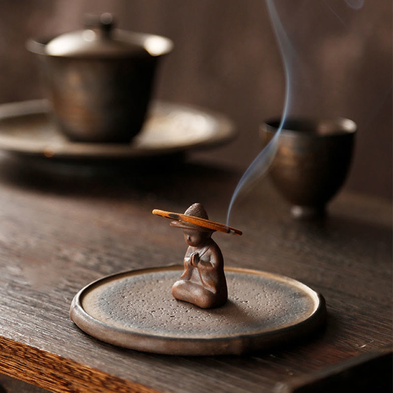 Small Person Meditation Ceramic Incense Burner